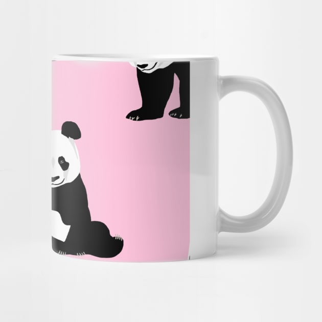 Multiple Pandas on Pink Background by OneThreeSix